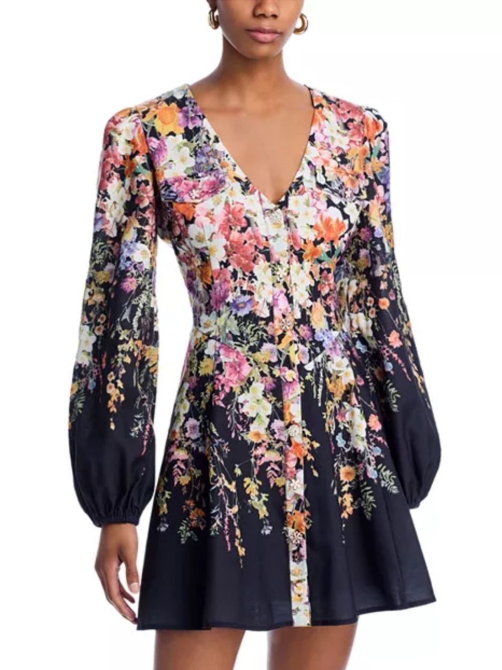 Aqua Bloom Floral Mini Dress Black Multicolor in Size Small Bloomingdale’s